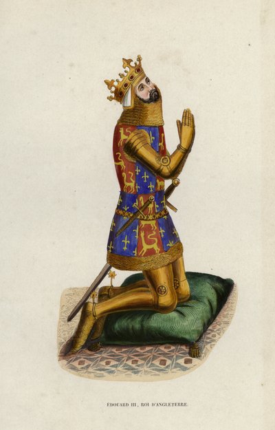 Edward III, konge av England (farget gravering) av European School