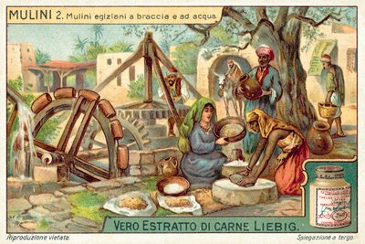 Egyptiske hånd- og vanndrevne møller (chromolitho) av European School
