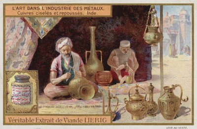 Gravert og bearbeidet kobber, India (chromolitho) av European School