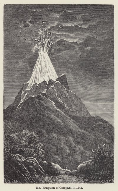 Utbrudd av Cotopaxi i 1741 (gravering) av European School