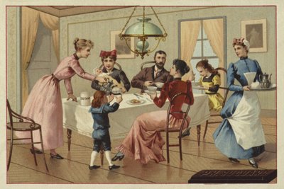 Familien drikker sjokolade av European School