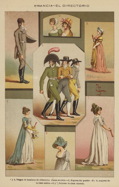 Frankrike, The Directory (farge litho) av European School