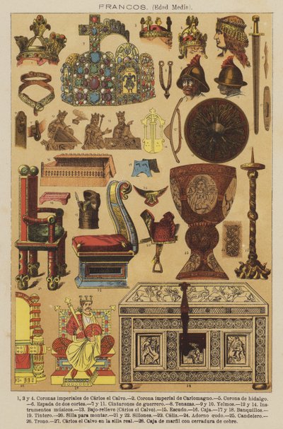 Francos, middelalder (farge litho) av European School