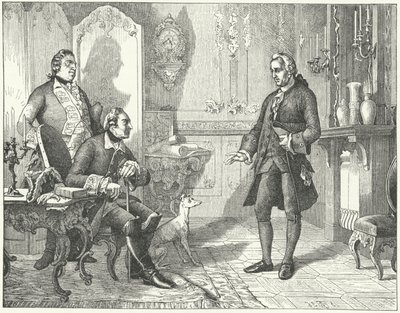 Frederick den store av Preussen med poeten Christian Furchtegott Gellert av European School