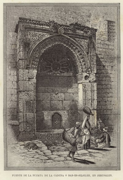 Fontenen til kjedens port eller Bab-Es-Silsileh, i Jerusalem av European School