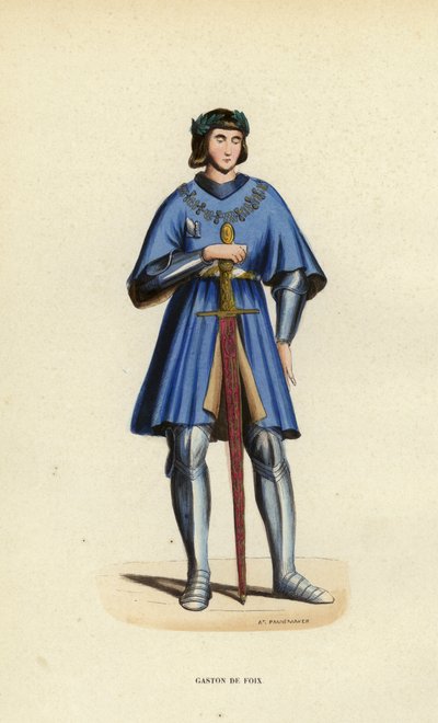 Gaston De Foix (farget gravering) av European School