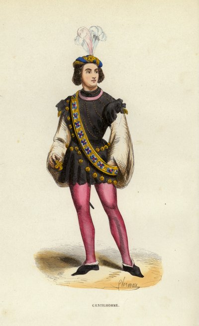 Gentilhomme (farget gravering) av European School