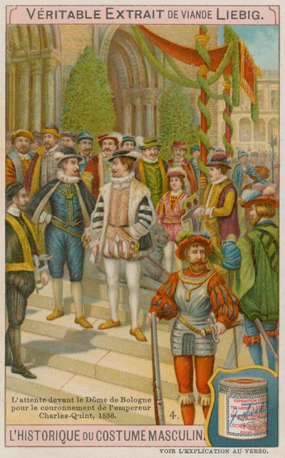 Gjester som venter utenfor katedralen i Bologna ved kroningen av keiser Charles V i 1536 av European School
