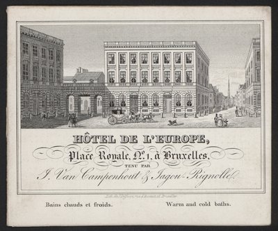 Hotel De L?Europe, Bruxelles, J Van Campenhout og Jagou Rignolle av European School