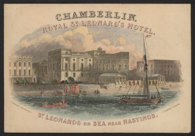 Hotel Trade Card (farget gravering) av European School