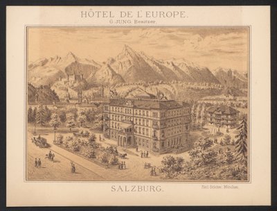 Hotel Trade Card (farget gravering) av European School
