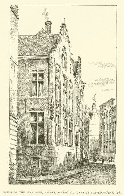 Furukjeglens hus, Brugge, hvor St Ignatius bodde (gravering) av European School