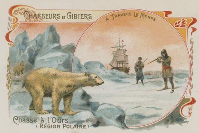Jakt på isbjørn (chromolitho) av European School