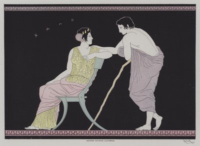 Illustrasjon fra gammelgresk keramikk (farge litho) av European School