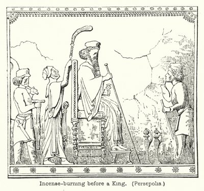 Røkelsesbrenning foran en konge, Persepolis (gravering) av European School