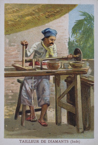 Indisk diamantkutter (farge litho) av European School
