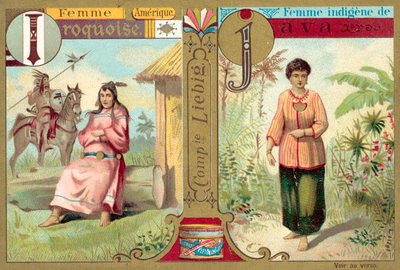 Iroquois og javanesiske kvinner (chromolitho) av European School