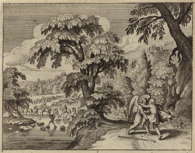 Jakob bryter engelen (gravering) av European School