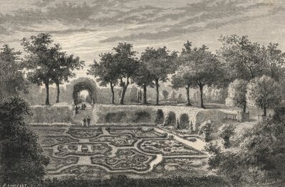 Broderte hager til Tuileriene under Henri IV (gravering) av European School