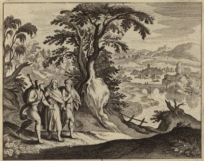 Jesus Kristus viser seg for to disipler på veien til Emmaus (gravering) av European School
