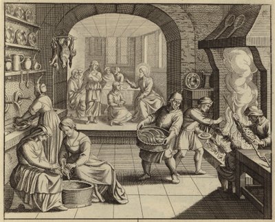 Jesus Kristus hjemme hos Marta og Maria (gravering) av European School
