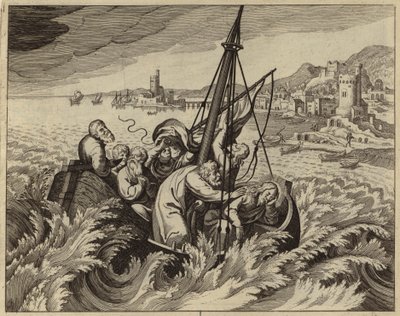 Jesus Kristus stiller stormen (gravering) av European School