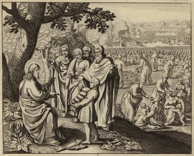 Jesus Kristus mater de fem tusen (gravering) av European School