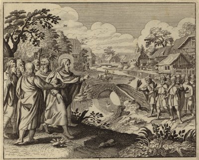 Jesus Kristus helbreder ti spedalske (gravering) av European School