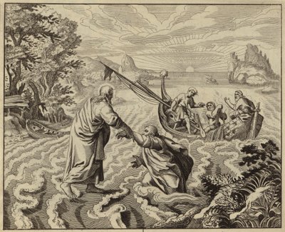 Jesus Kristus går på Genesaretsjøen (gravering) av European School