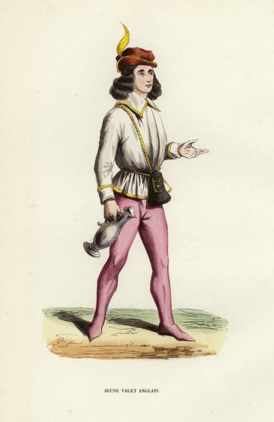 Young English Valet (farget gravering) av European School