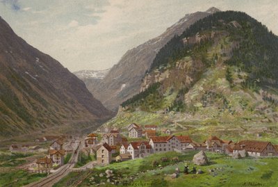 Vierwaldstättersee: Goschenen (farge litho) av European School