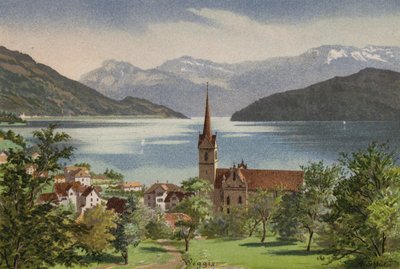 Vierwaldstättersee: Weggis (farge litho) av European School