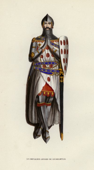 Le Chevalier Gifford De Leckhampton (farget gravering) av European School