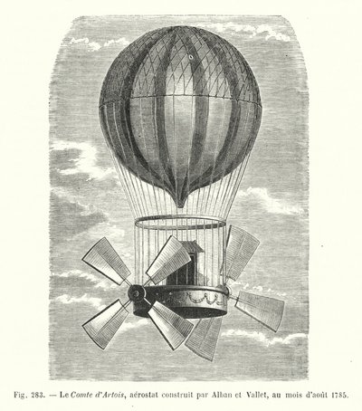 Comte d'Artois, aerostat bygget av Alban og Vallet, i august 1785 (gravering) av European School