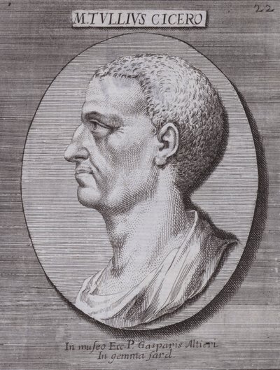 Marcus Tullius Cicero , romersk filosof, politiker, lærd og orator (gravering) av European School