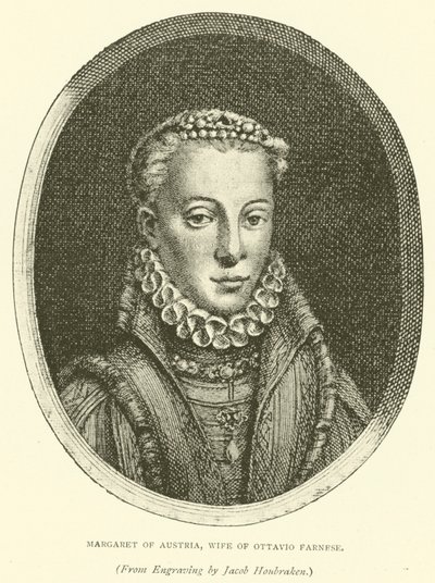 Margaret av Østerrike, kone til Ottavio Farnese (gravering) av European School
