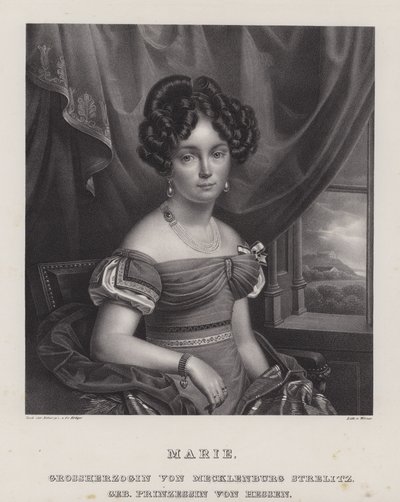 Marie, storhertuginne av Mecklenburg-Strelitz (litho) av European School
