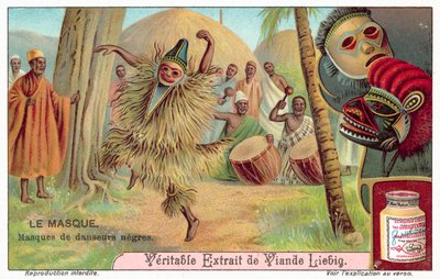 Masker av afrikanske dansere (chromolitho) av European School