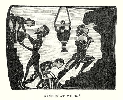 Gruvearbeidere i arbeid (gravering) av European School