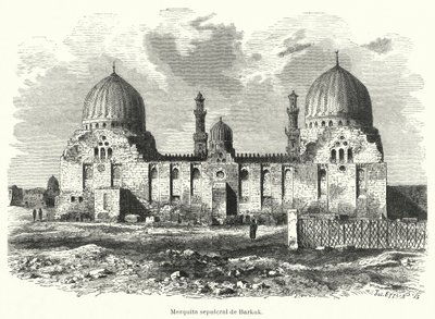 Moskeen og mausoleet til Sultan Barquq, Kairo, Egypt (litho) av European School