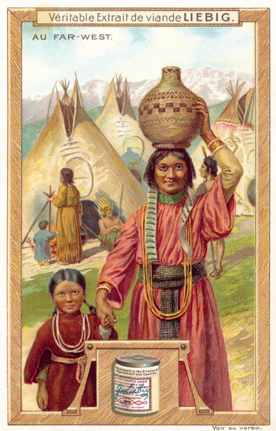 Indianerlandsby (chromolitho) av European School