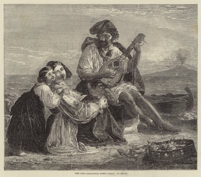 Napolitansk Fisher Family (gravering) av European School