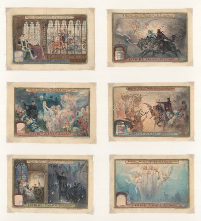 Originalt kunstverk for et sett med Liebig-kort: Berlioz, Faust (gouache på papir) av European School