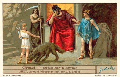 Orpheus frigjør Eurydice (chromolitho) av European School