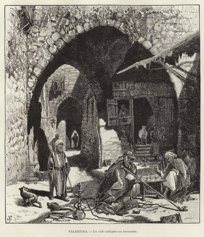 Palestine, en gatekafé i Jerusalem av European School