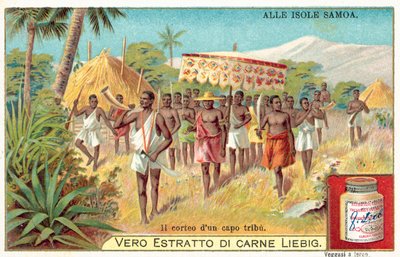Prosesjon av en samoansk stammehøvding (chromolitho) av European School