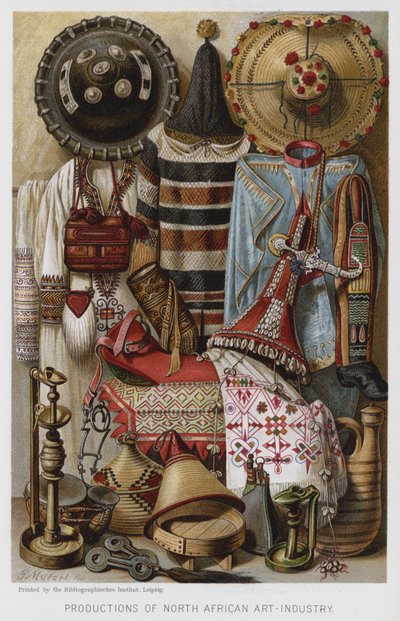 Produksjoner av nordafrikansk kunstindustri (chromolitho) av European School