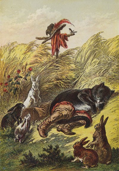 Puss In Boots (farge litho) av European School
