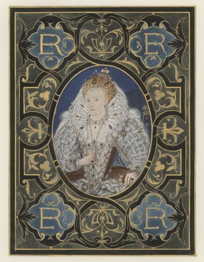 Dronning Elizabeth (farge litho) av European School