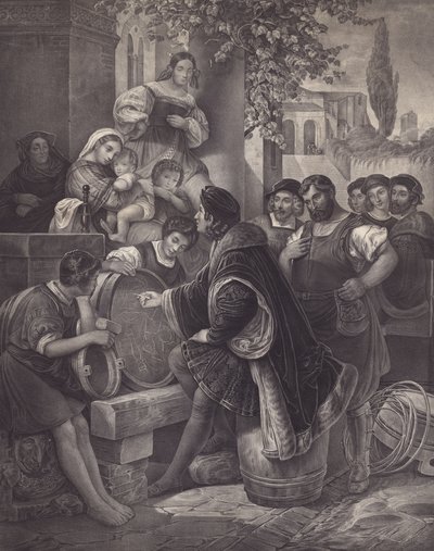 Raphael skisserer jomfruen og barnet (litho) av European School